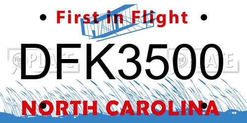 DFK3500 North Carolina License Plate