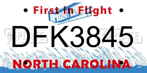 DFK3845 North Carolina License Plate