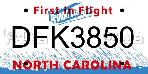 DFK3850 North Carolina License Plate