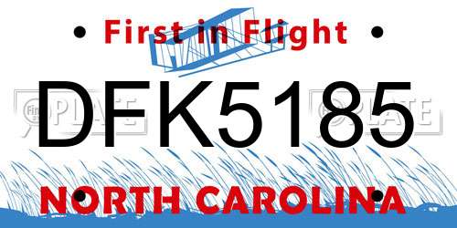 DFK5185 North Carolina License Plate