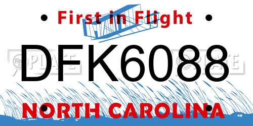 DFK6088 North Carolina License Plate