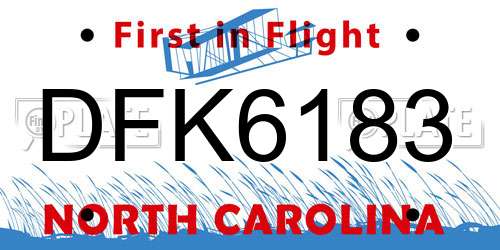 DFK6183 North Carolina License Plate