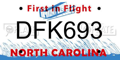 DFK693 North Carolina License Plate