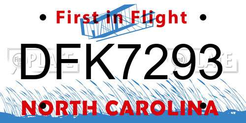 DFK7293 North Carolina License Plate