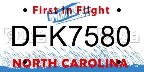 DFK7580 North Carolina License Plate