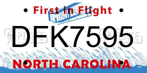 DFK7595 North Carolina License Plate