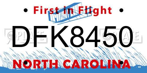 DFK8450 North Carolina License Plate