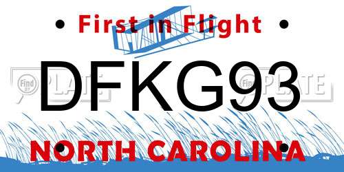 DFKG93 North Carolina License Plate