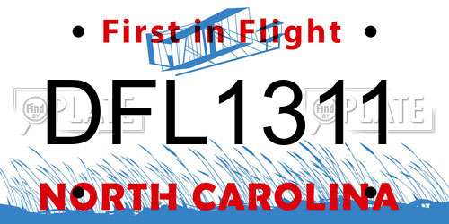 DFL1311 North Carolina License Plate