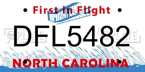 DFL5482 North Carolina License Plate