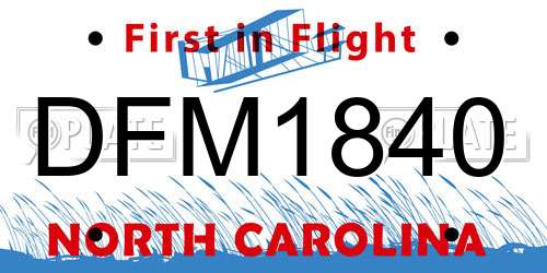 DFM1840 North Carolina License Plate