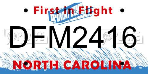 DFM2416 North Carolina License Plate