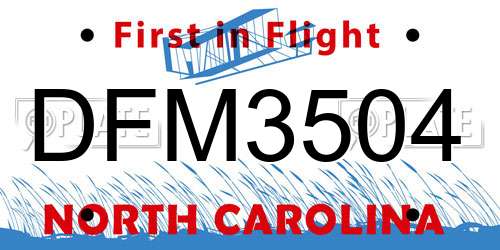 DFM3504 North Carolina License Plate