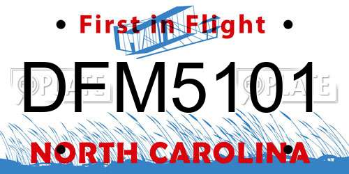 DFM5101 North Carolina License Plate