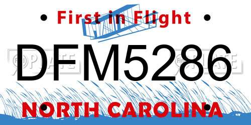 DFM5286 North Carolina License Plate