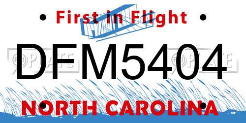 DFM5404 North Carolina License Plate