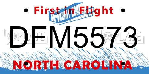 DFM5573 North Carolina License Plate