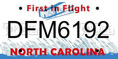 DFM6192 North Carolina License Plate