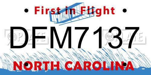 DFM7137 North Carolina License Plate