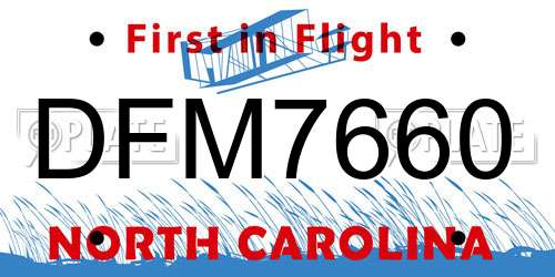 DFM7660 North Carolina License Plate