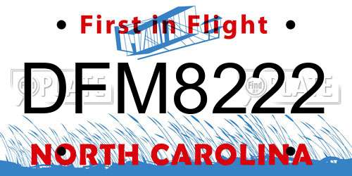 DFM8222 North Carolina License Plate