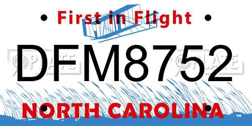 DFM8752 North Carolina License Plate