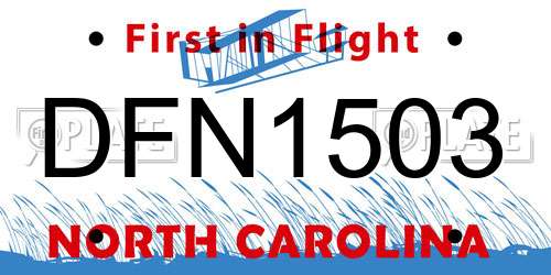 DFN1503 North Carolina License Plate
