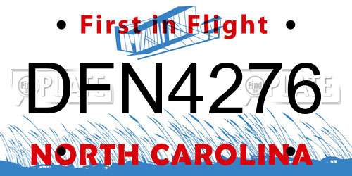 DFN4276 North Carolina License Plate