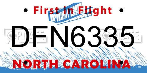 DFN6335 North Carolina License Plate