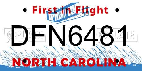 DFN6481 North Carolina License Plate