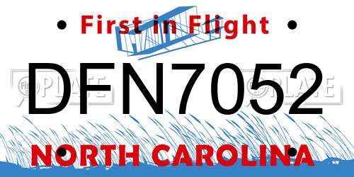 DFN7052 North Carolina License Plate