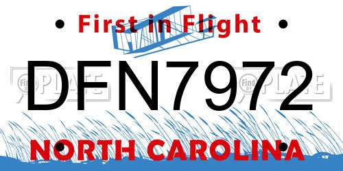 DFN7972 North Carolina License Plate