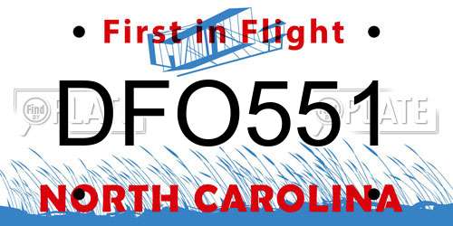DFO551 North Carolina License Plate