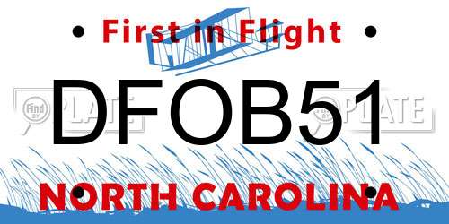 DFOB51 North Carolina License Plate