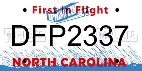 DFP2337 North Carolina License Plate
