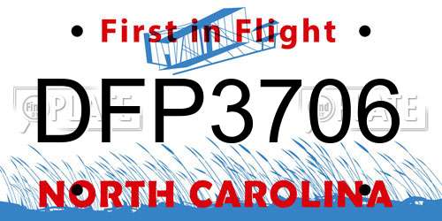 DFP3706 North Carolina License Plate