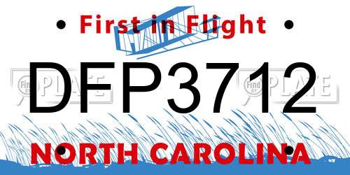 DFP3712 North Carolina License Plate