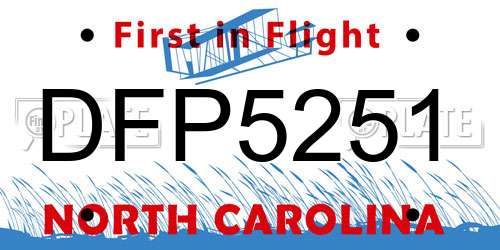 DFP5251 North Carolina License Plate