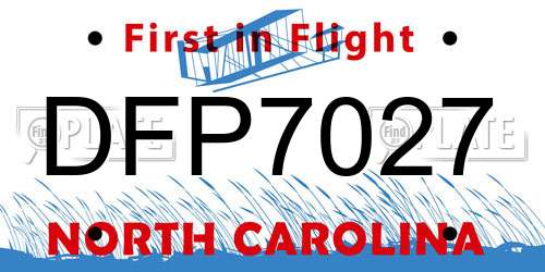 DFP7027 North Carolina License Plate