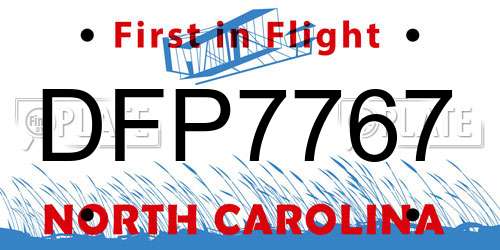 DFP7767 North Carolina License Plate