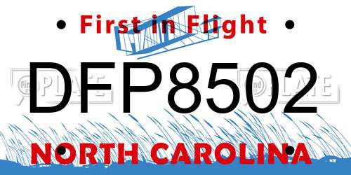 DFP8502 North Carolina License Plate