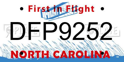 DFP9252 North Carolina License Plate