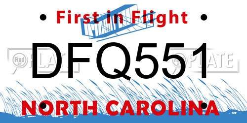 DFQ551 North Carolina License Plate