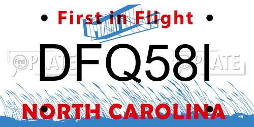 DFQ58I North Carolina License Plate