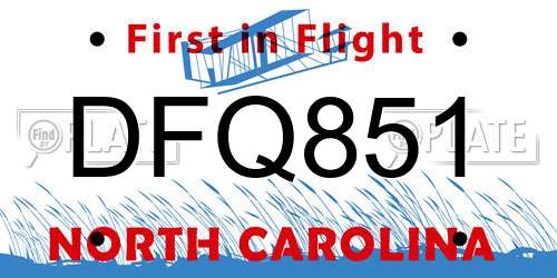 DFQ851 North Carolina License Plate