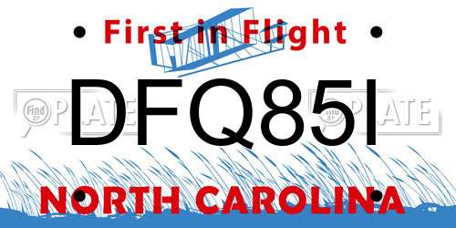 DFQ85I North Carolina License Plate