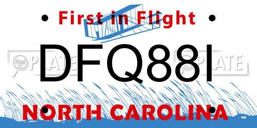 DFQ88I North Carolina License Plate