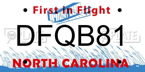 DFQB81 North Carolina License Plate