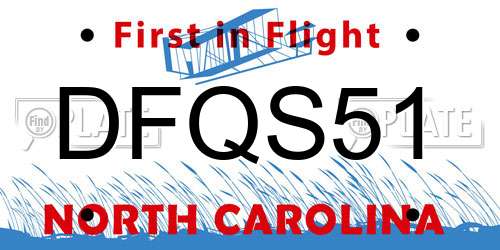 DFQS51 North Carolina License Plate