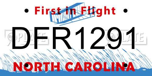 DFR1291 North Carolina License Plate